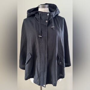 Black Linen Short Cape / Cloak with Hood